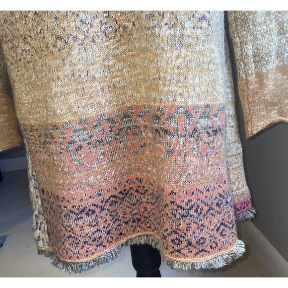 Free People Sz M Desert Drifter  Duster Cardigan Wool Gypsy Boho Southwestern - Picture 8 of 14